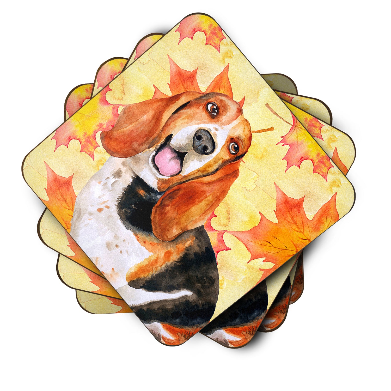 Basset Hound Fall Foam Coaster Set of 4 BB9965FC - the-store.com