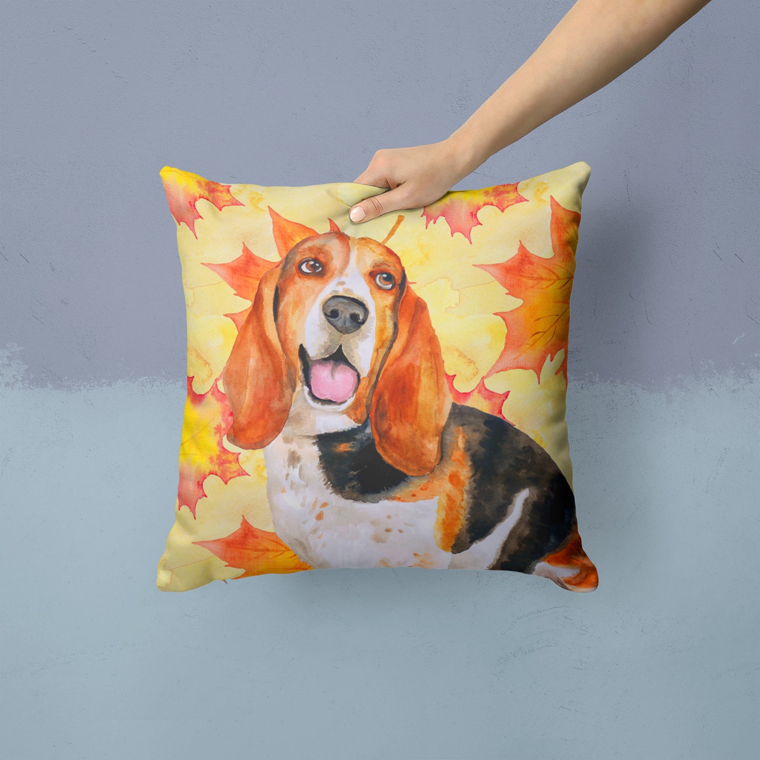 Basset Hound Fall Fabric Decorative Pillow BB9965PW1414 - the-store.com