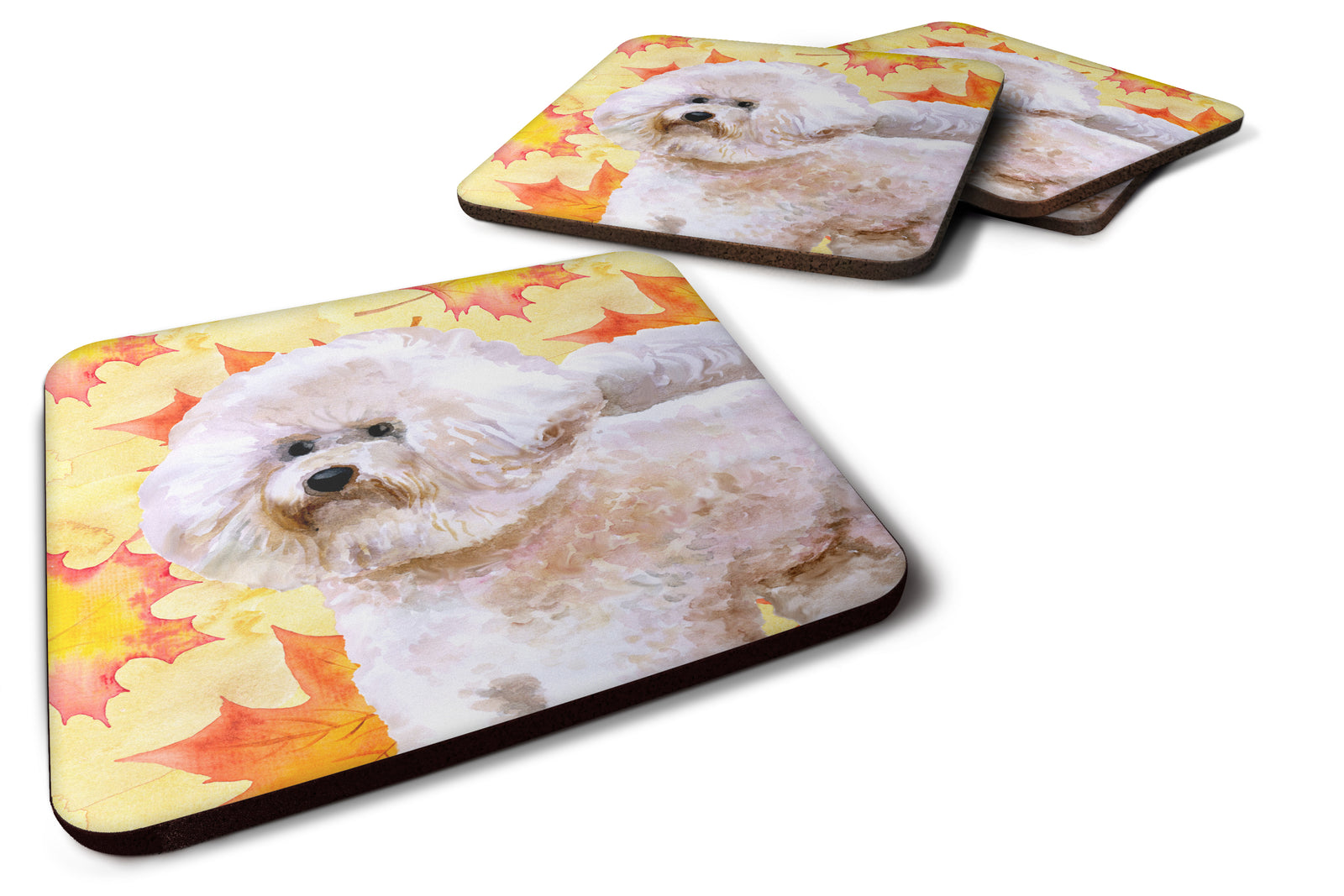 Set of 4 Bichon Frise #2 Fall Foam Coasters Set of 4 - the-store.com