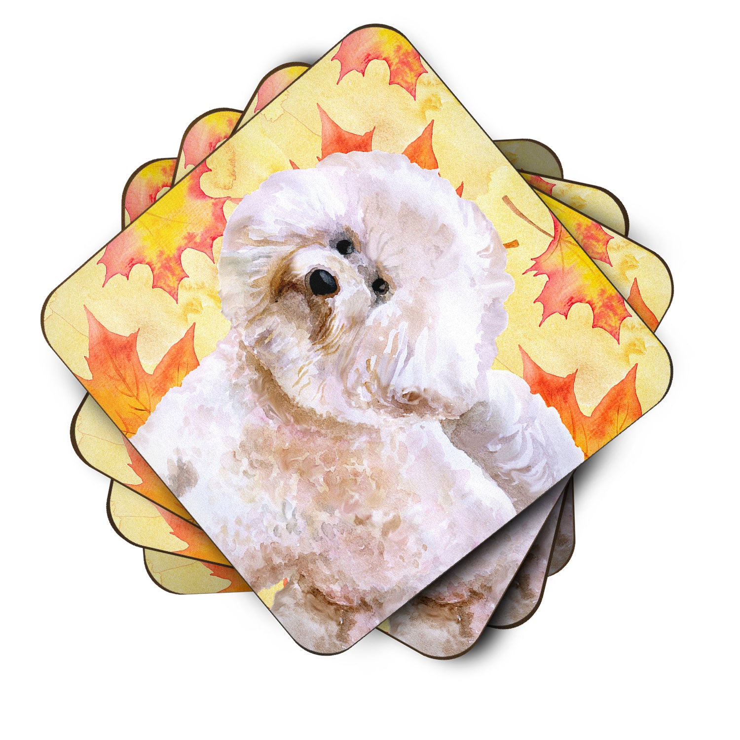 Set of 4 Bichon Frise #2 Fall Foam Coasters Set of 4 - the-store.com