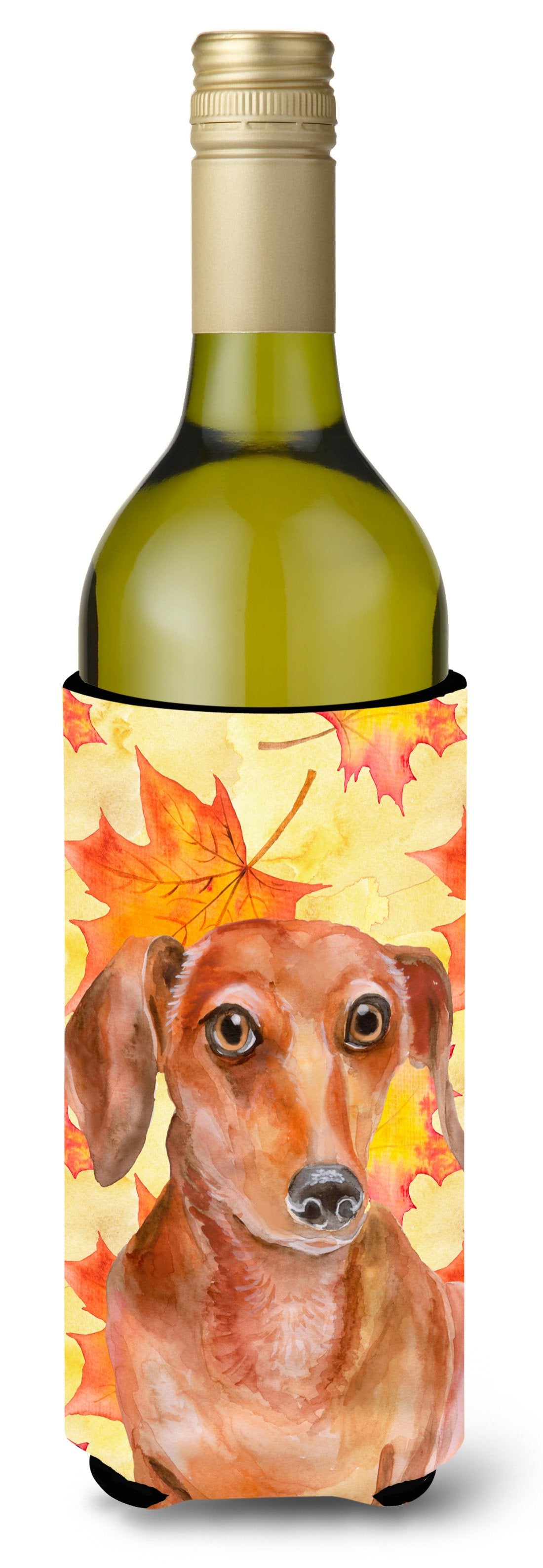 Red Dachshund Fall Wine Bottle Beverge Insulator Hugger BB9968LITERK by Caroline's Treasures