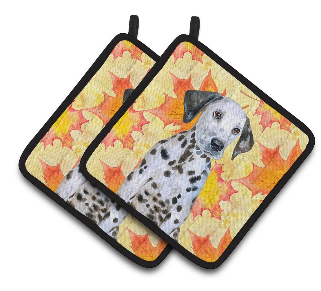 Dalmatian Puppy Fall Pair of Pot Holders BB9969PTHD by Caroline&#39;s Treasures