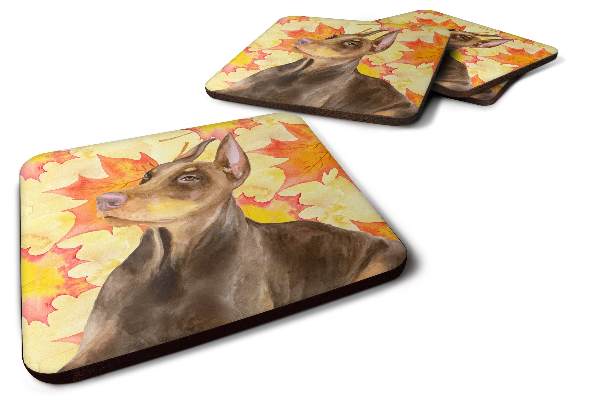 Set of 4 Doberman Pinscher Fall Foam Coasters Set of 4 - the-store.com