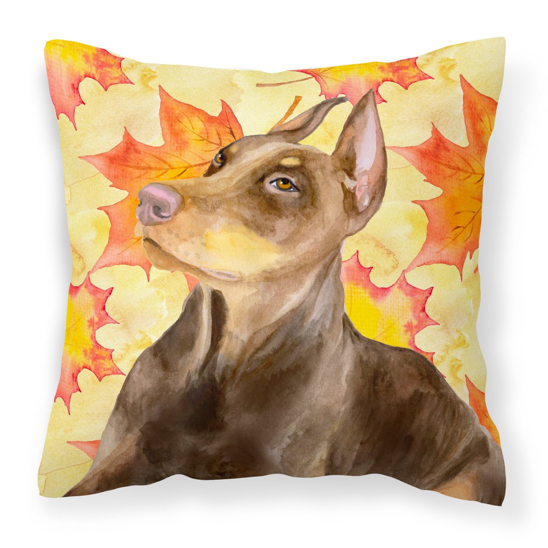 Doberman Pinscher Fall Fabric Decorative Pillow BB9970PW1818 by Caroline's Treasures