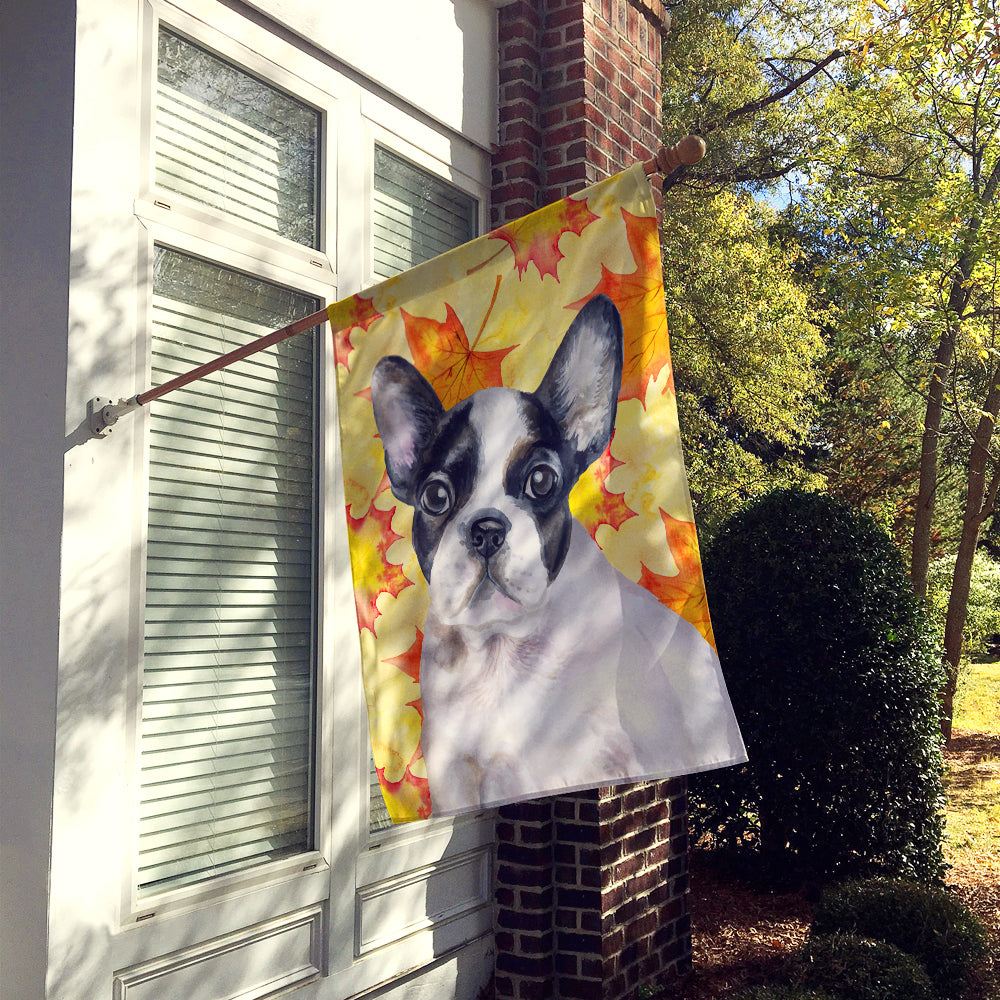 French Bulldog Black White Fall Flag Canvas House Size BB9971CHF  the-store.com.