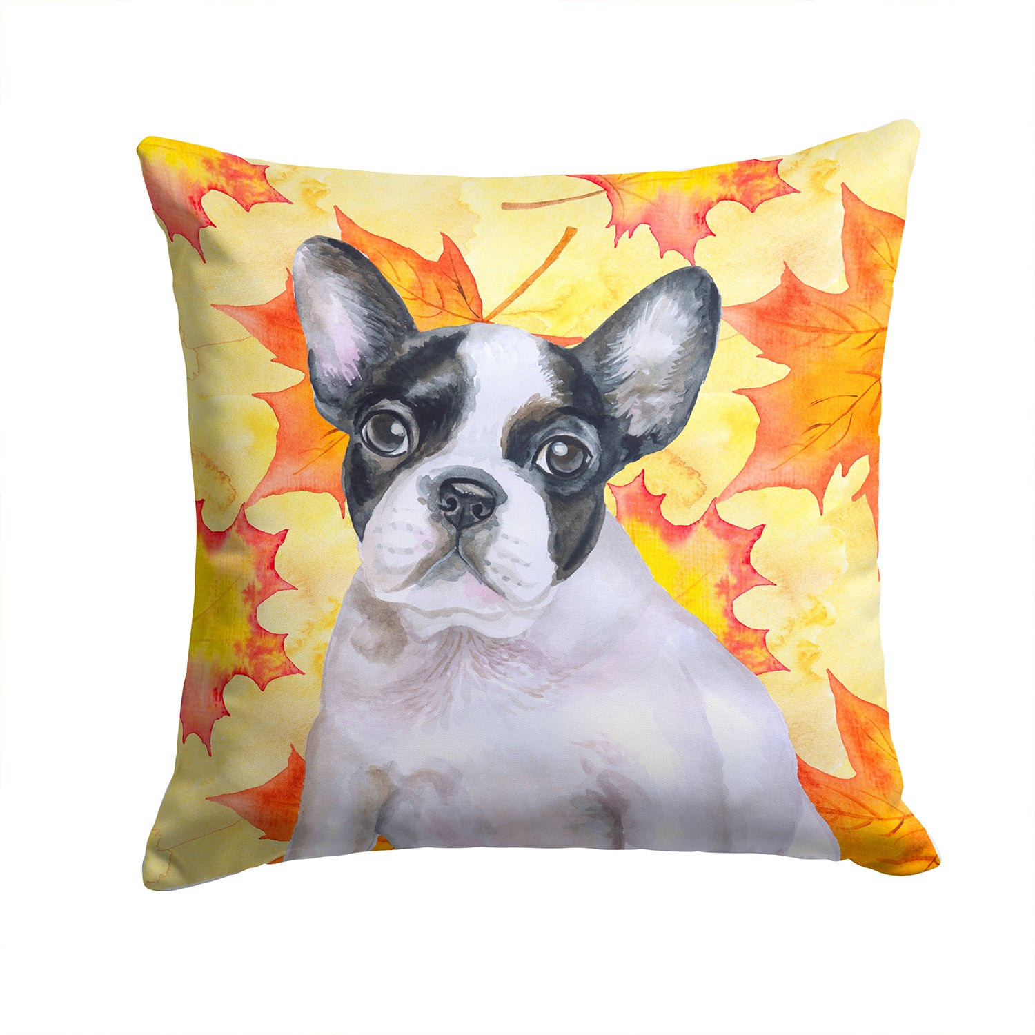 French Bulldog Black White Fall Fabric Decorative Pillow BB9971PW1414 - the-store.com