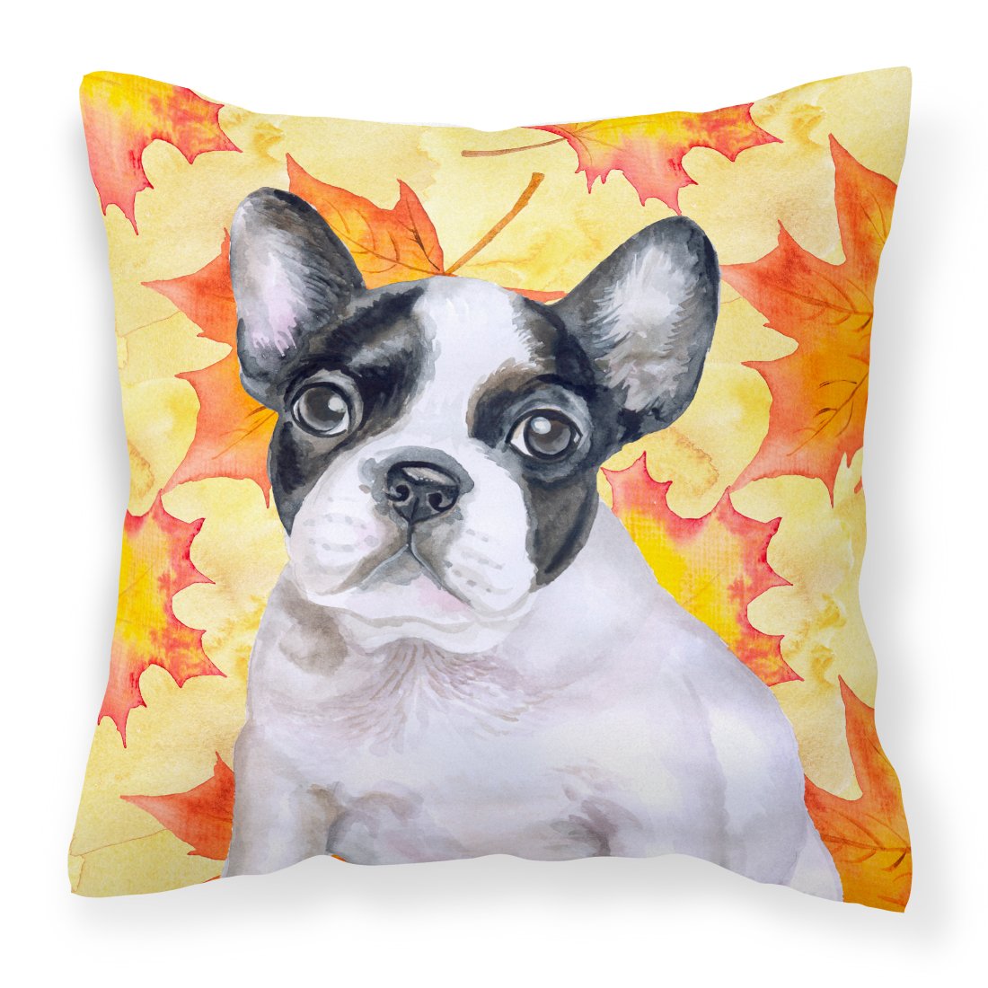 French Bulldog Black White Fall Fabric Decorative Pillow BB9971PW1818 by Caroline&#39;s Treasures