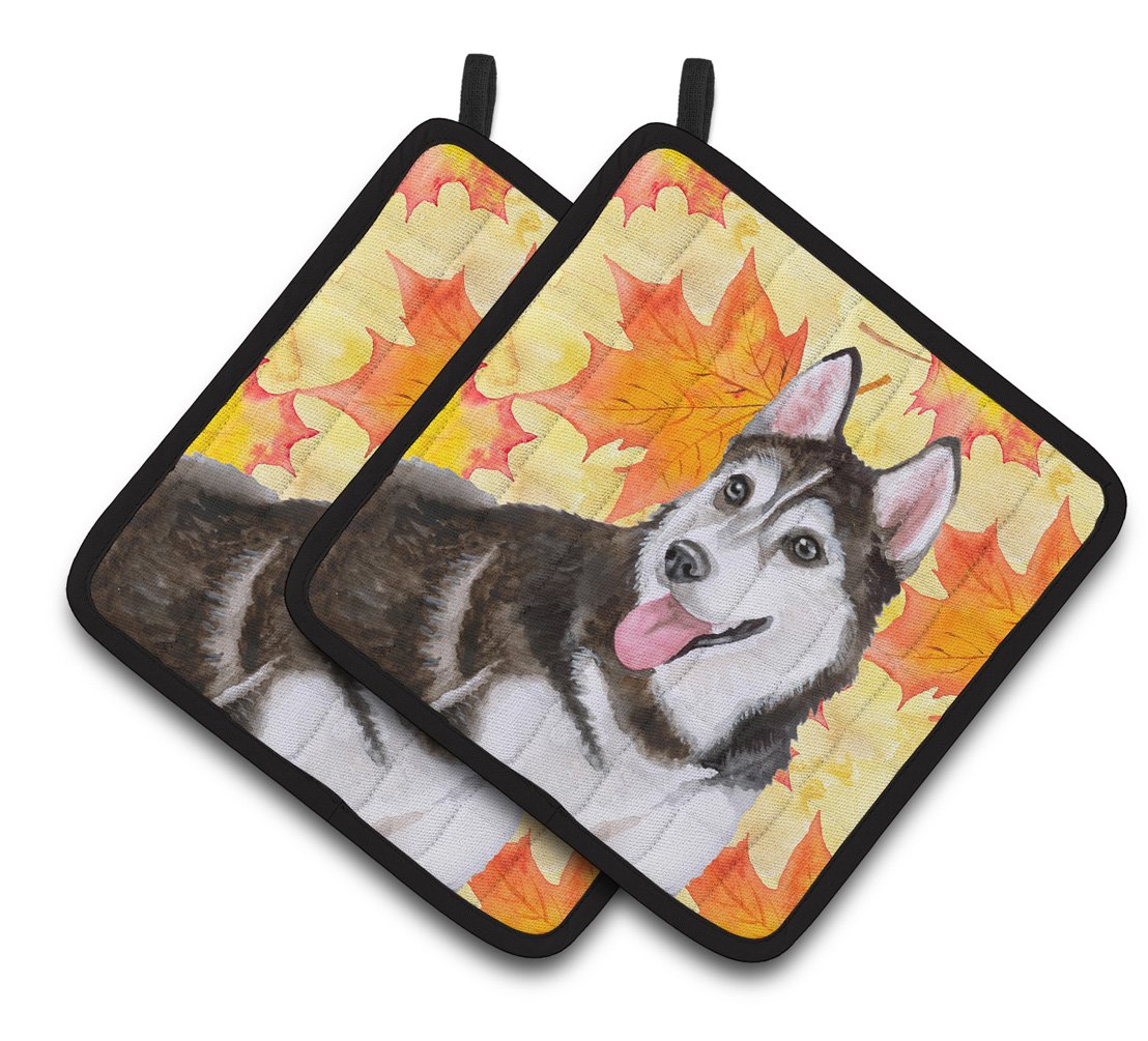 Siberian Husky #2 Fall Pair of Pot Holders BB9973PTHD by Caroline&#39;s Treasures