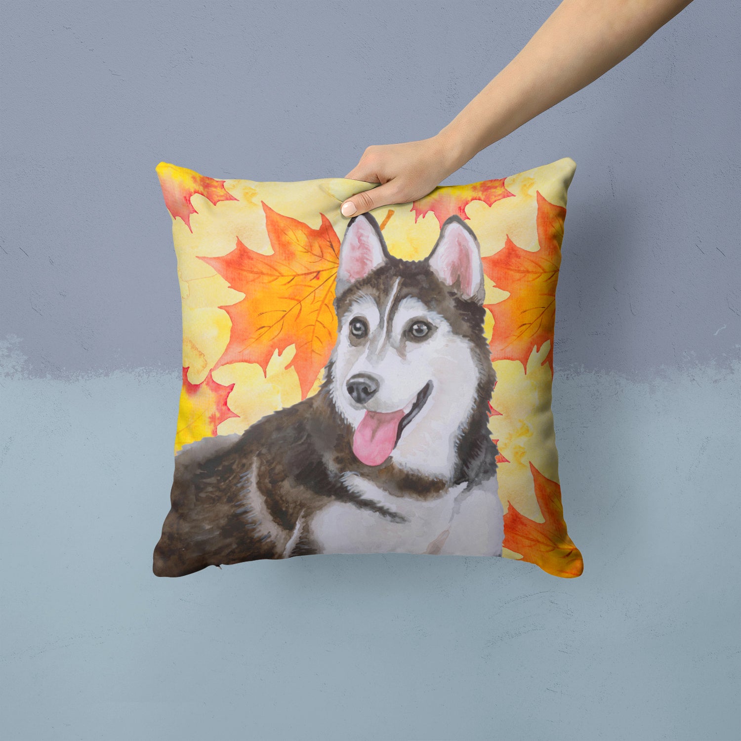 Siberian Husky #2 Fall Fabric Decorative Pillow BB9973PW1414 - the-store.com