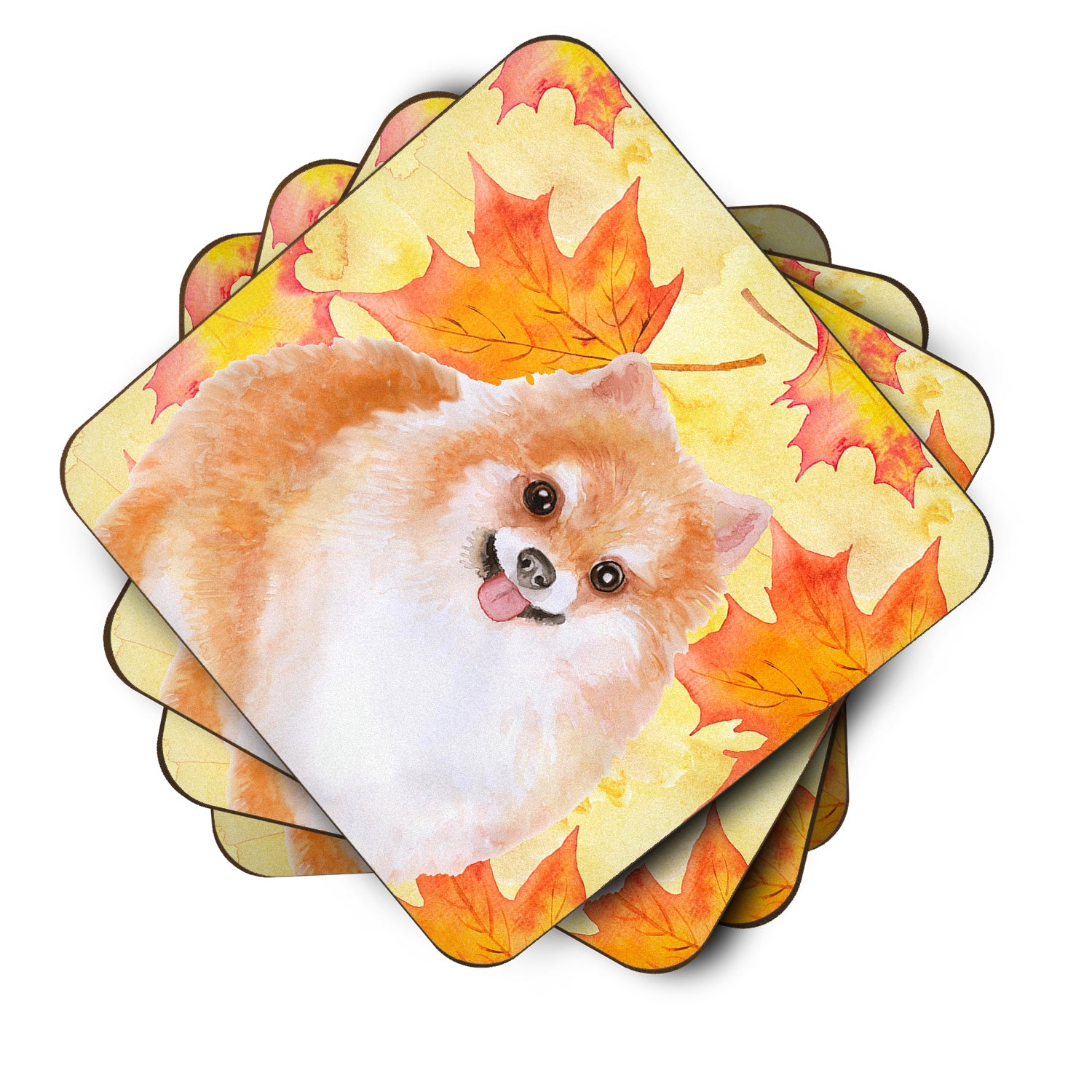 Pomeranian #2 Fall Foam Coaster Set of 4 BB9977FC - the-store.com