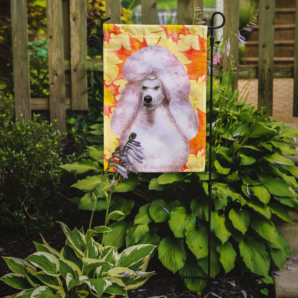 White Standard Poodle Fall Flag Garden Size BB9978GF  the-store.com.