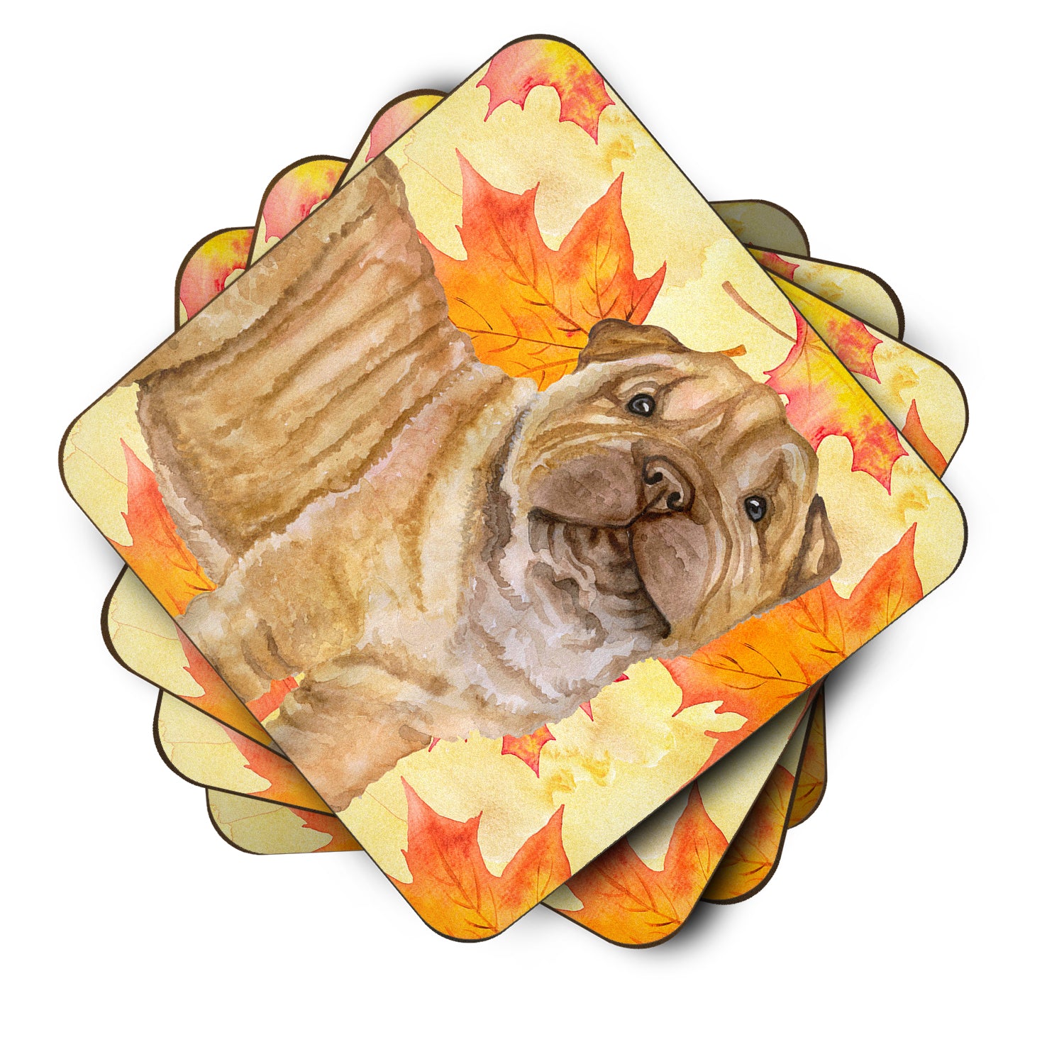 Shar Pei Puppy Fall Foam Coaster Set of 4 BB9980FC - the-store.com