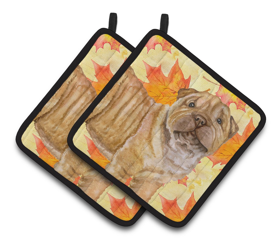 Shar Pei Puppy Fall Pair of Pot Holders BB9980PTHD by Caroline's Treasures