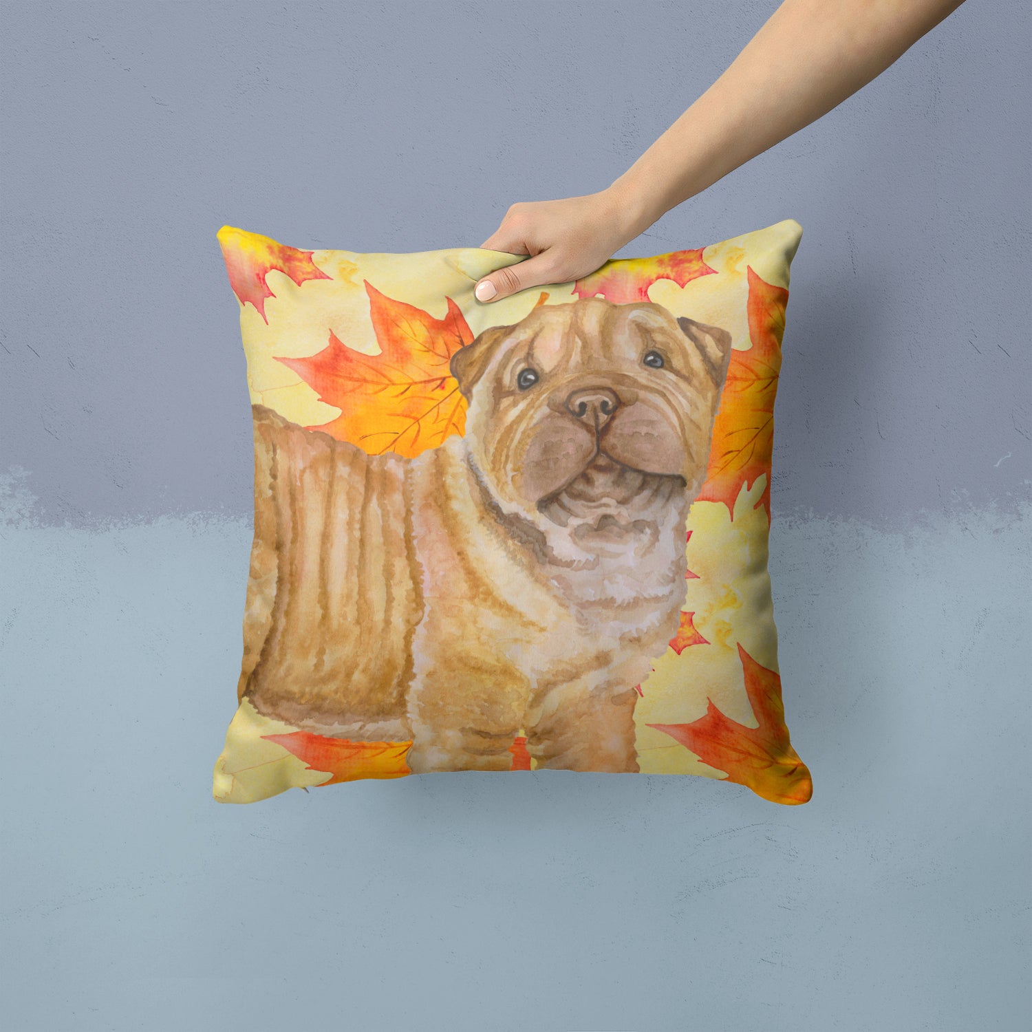 Shar Pei Puppy Fall Fabric Decorative Pillow BB9980PW1414 - the-store.com