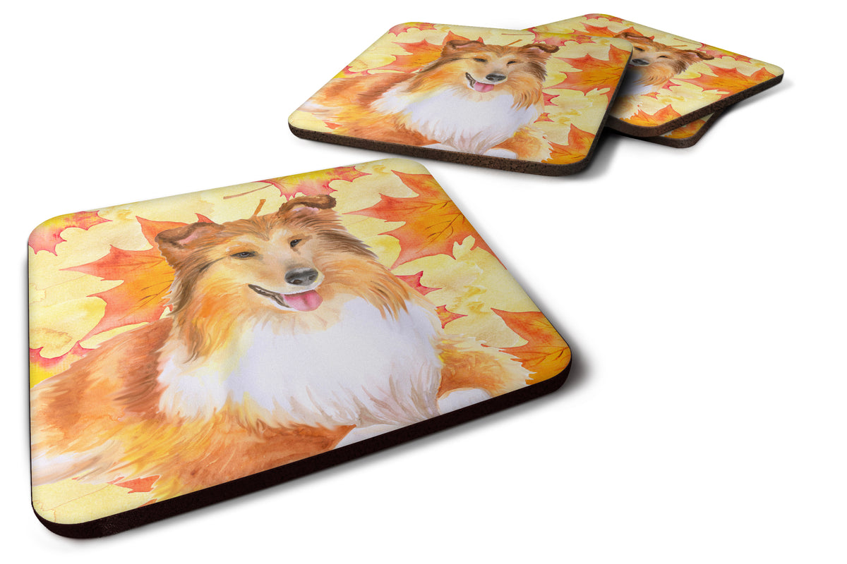 Sheltie Fall Foam Coaster Set of 4 BB9981FC - the-store.com