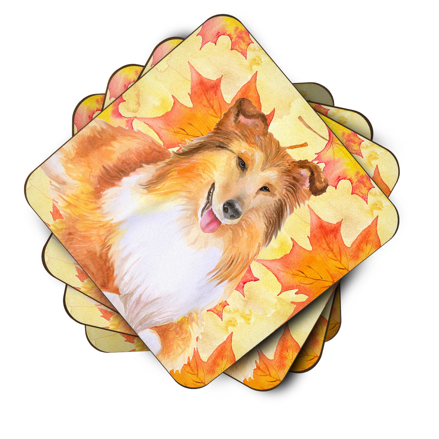 Sheltie Fall Foam Coaster Set of 4 BB9981FC - the-store.com