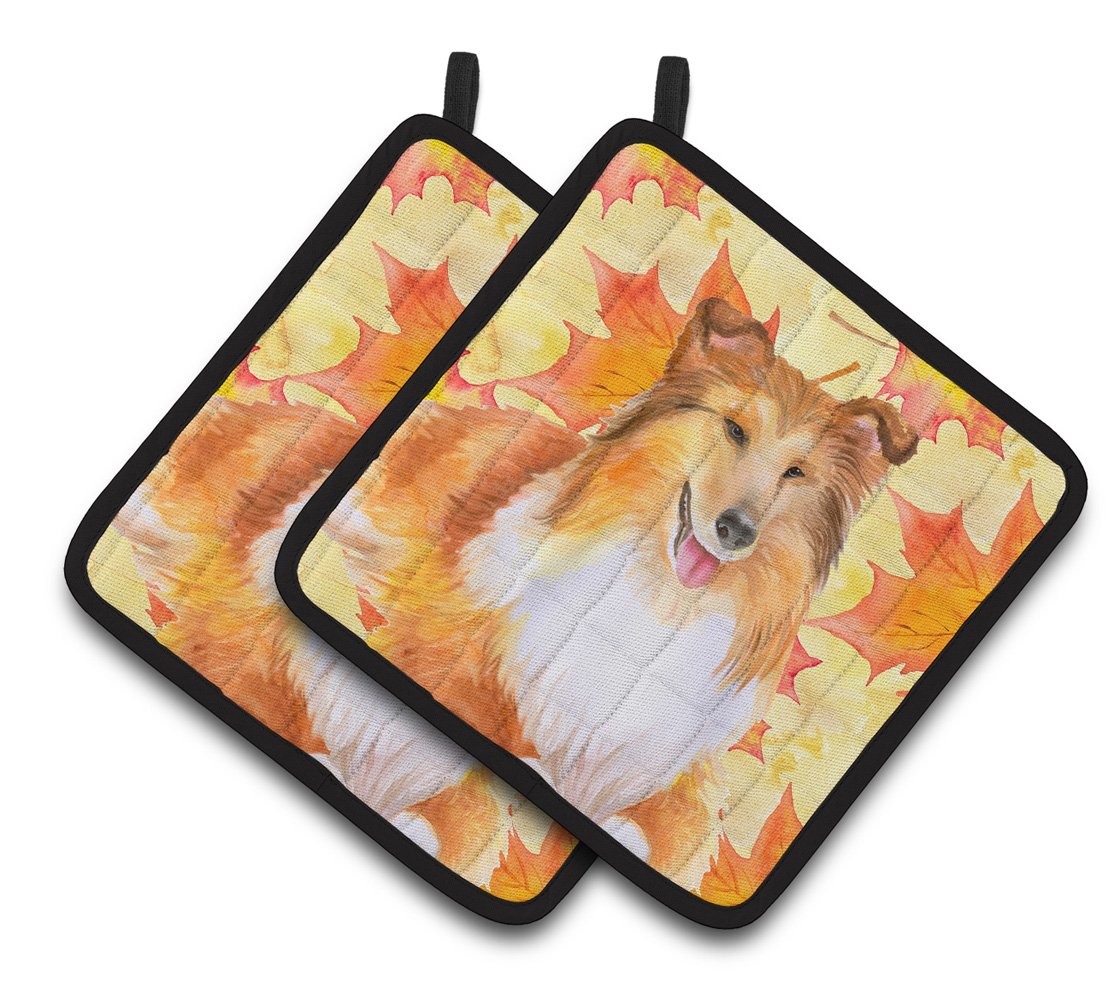 Sheltie Fall Pair of Pot Holders BB9981PTHD by Caroline&#39;s Treasures