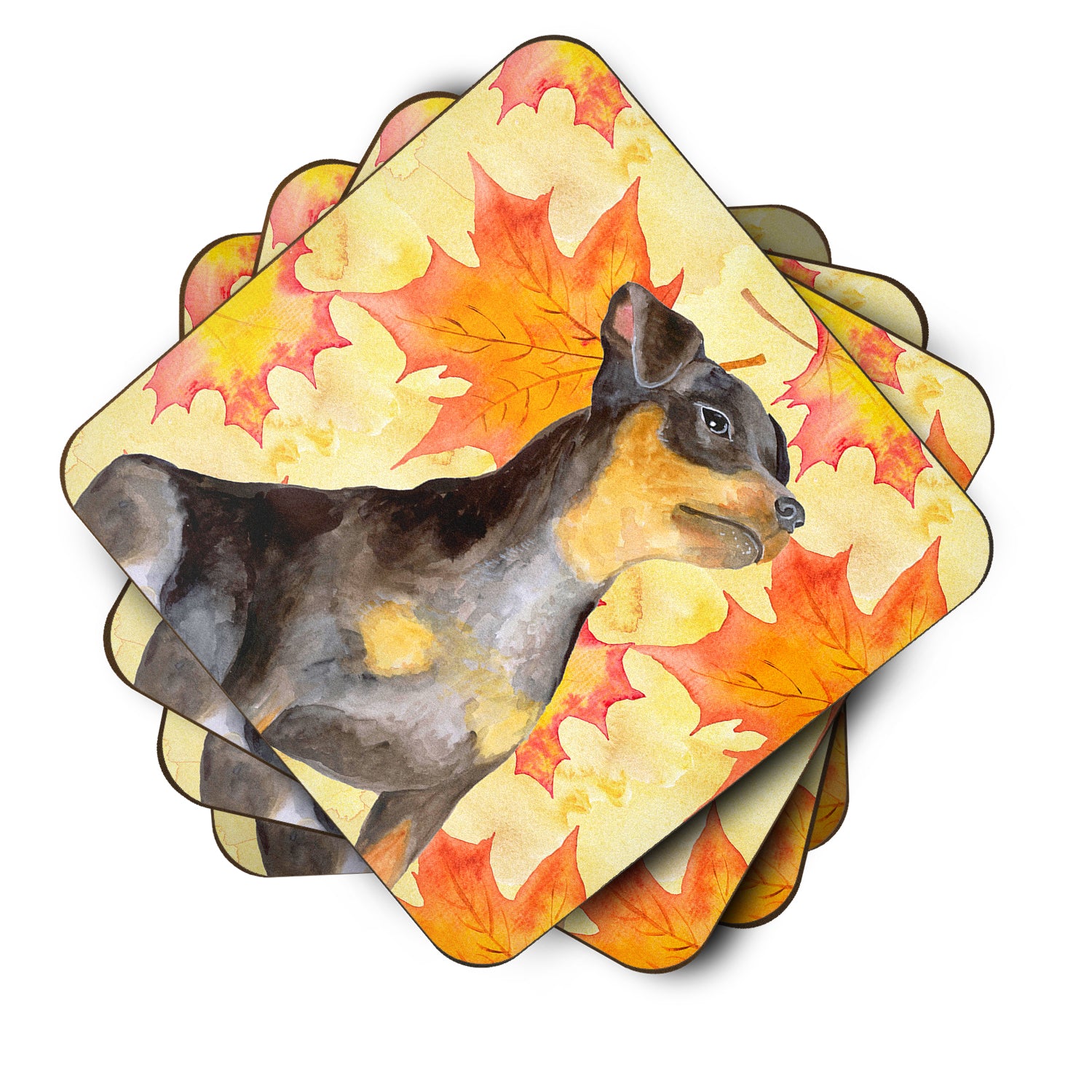 Miniature Pinscher #2 Fall Foam Coaster Set of 4 BB9985FC - the-store.com