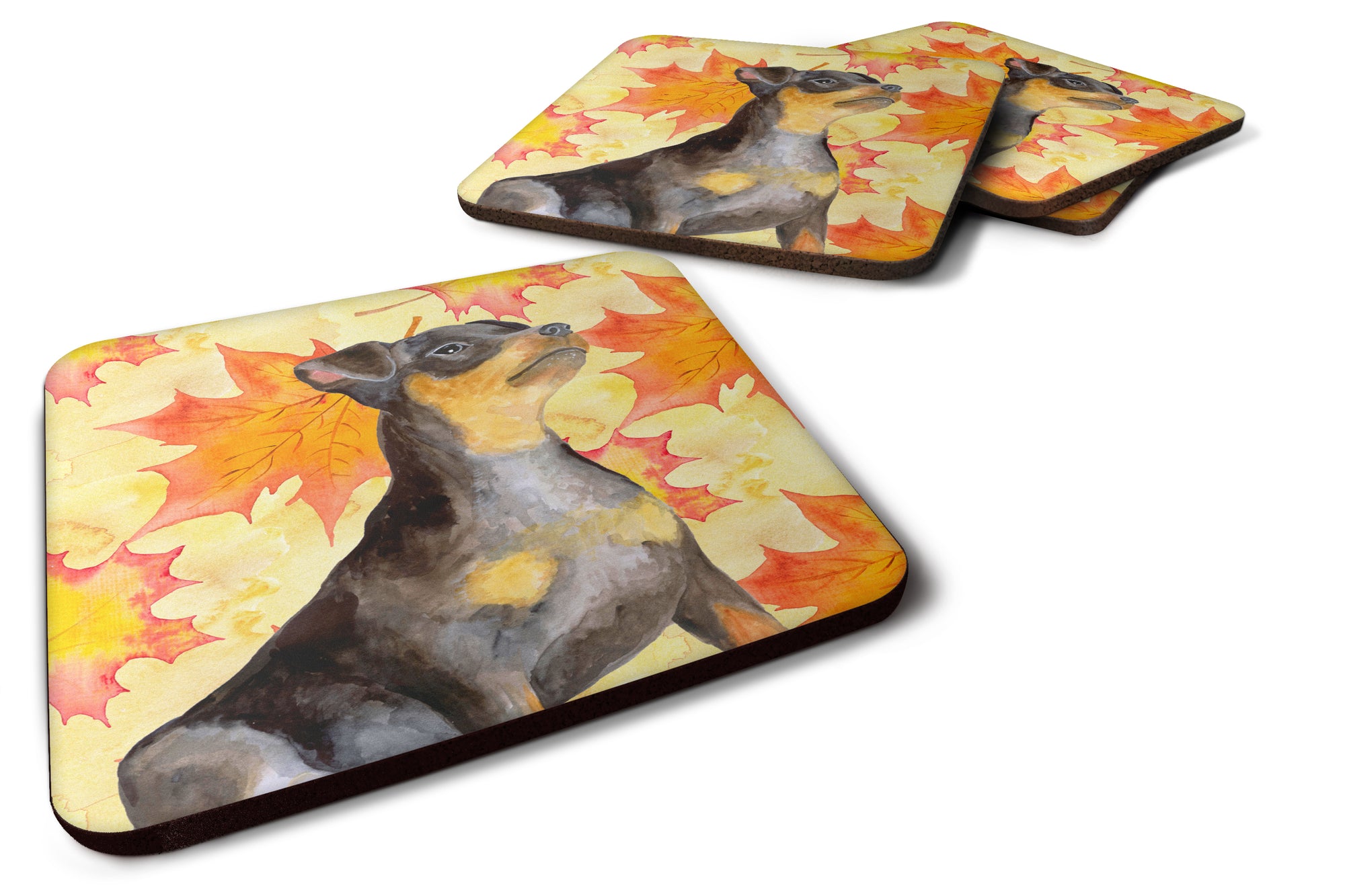 Miniature Pinscher #2 Fall Foam Coaster Set of 4 BB9985FC - the-store.com