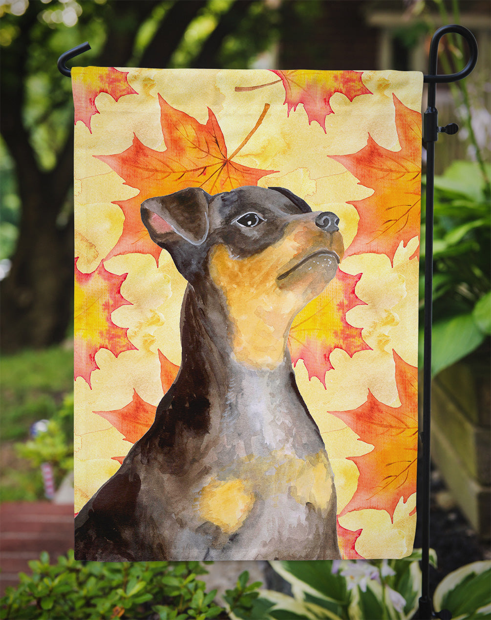 Miniature Pinscher #2 Fall Flag Garden Size BB9985GF  the-store.com.