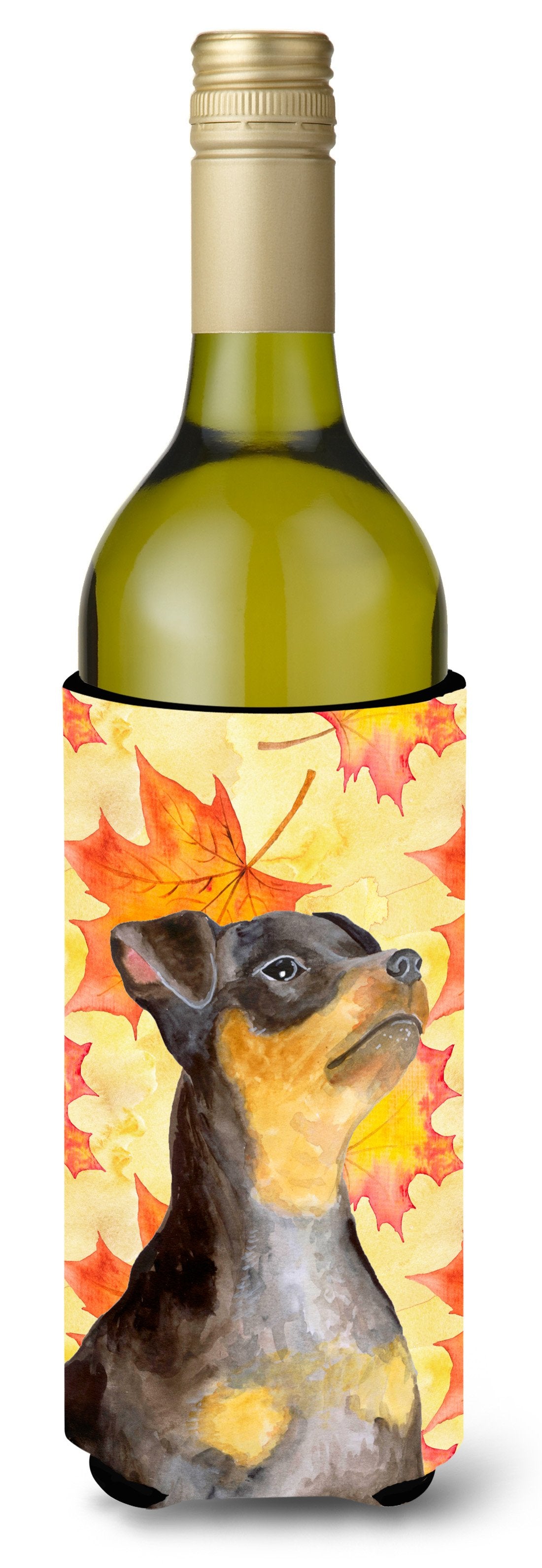 Miniature Pinscher #2 Fall Wine Bottle Beverge Insulator Hugger BB9985LITERK by Caroline&#39;s Treasures