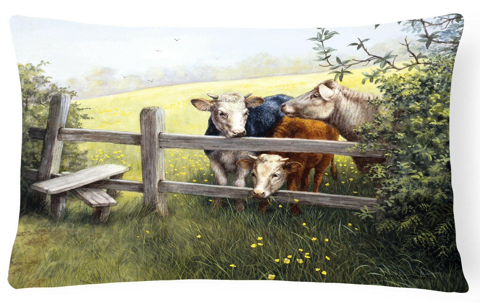 Cows in a Buttercup Meadow Fabric Decorative Pillow BDBA0103PW1216 by Caroline's Treasures