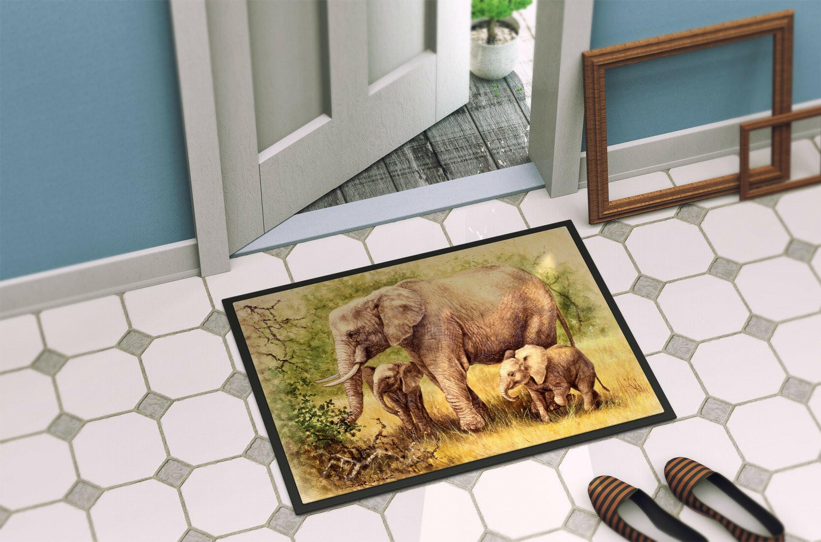 Elephants by Daphne Baxter Indoor or Outdoor Mat 24x36 BDBA0112JMAT - the-store.com