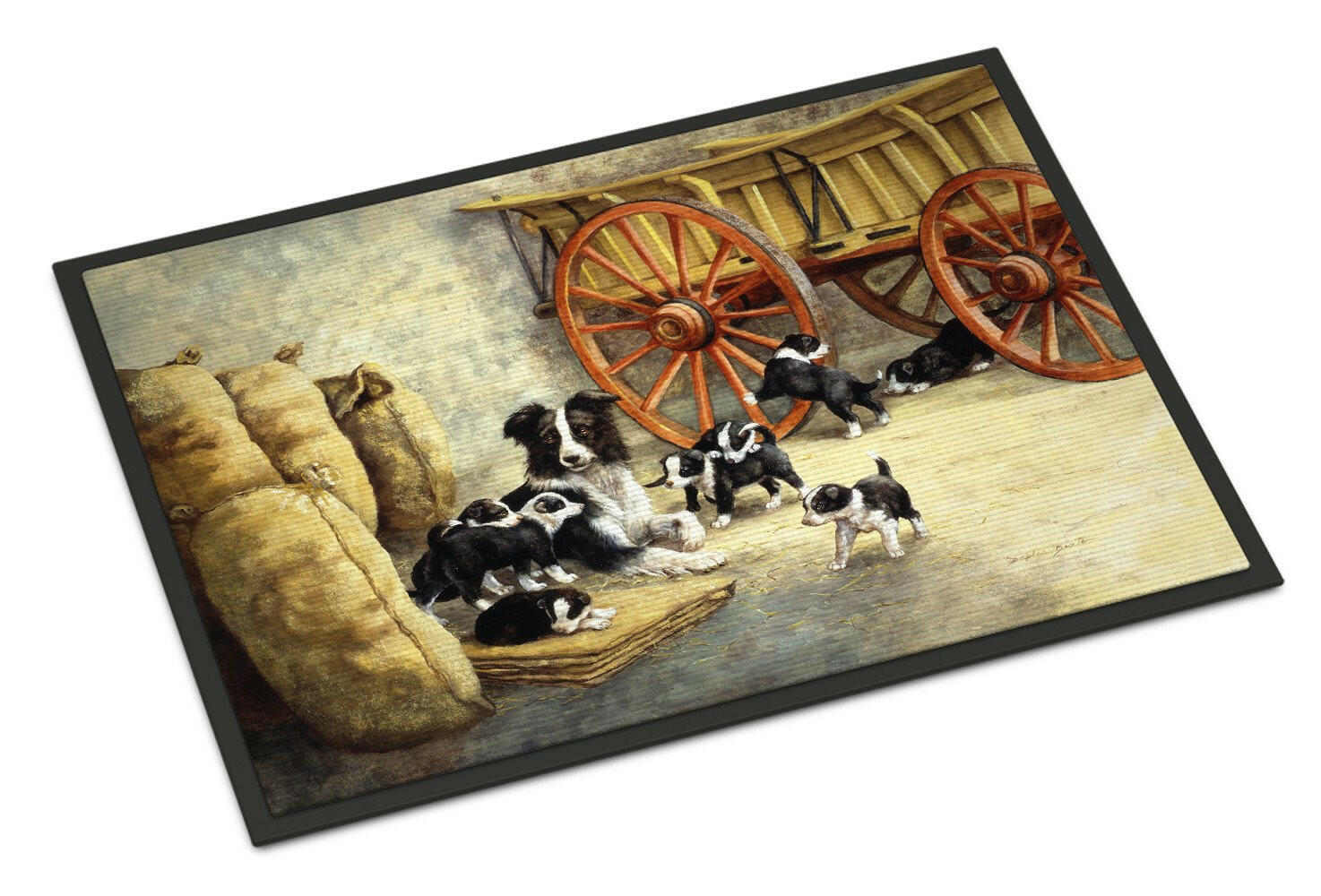 Border Collie Dog Litter Indoor or Outdoor Mat 24x36 BDBA0118JMAT - the-store.com