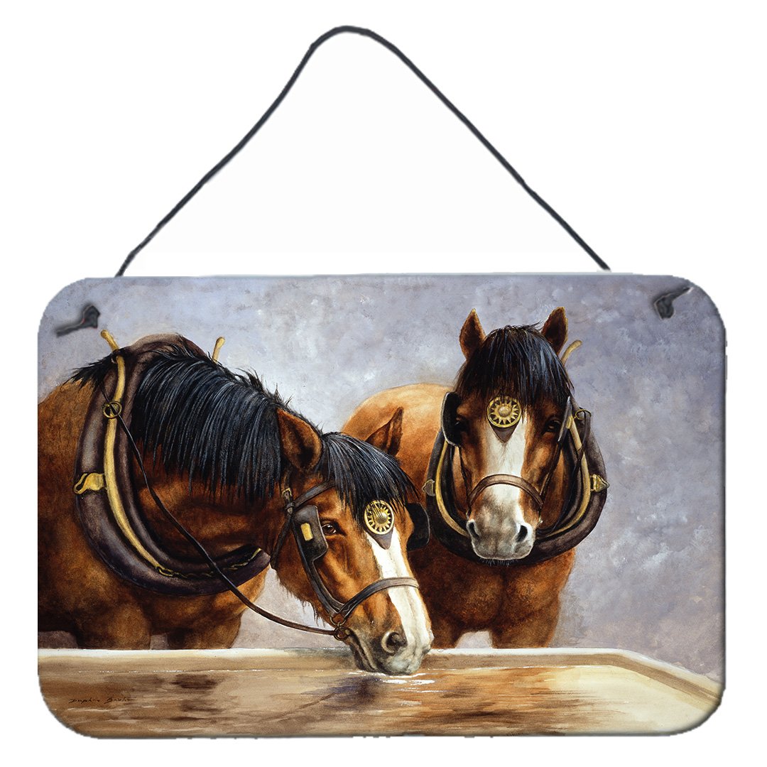 Horses Taking a Drink of Water Wall or Door Hanging Prints BDBA0119DS812 by Caroline&#39;s Treasures