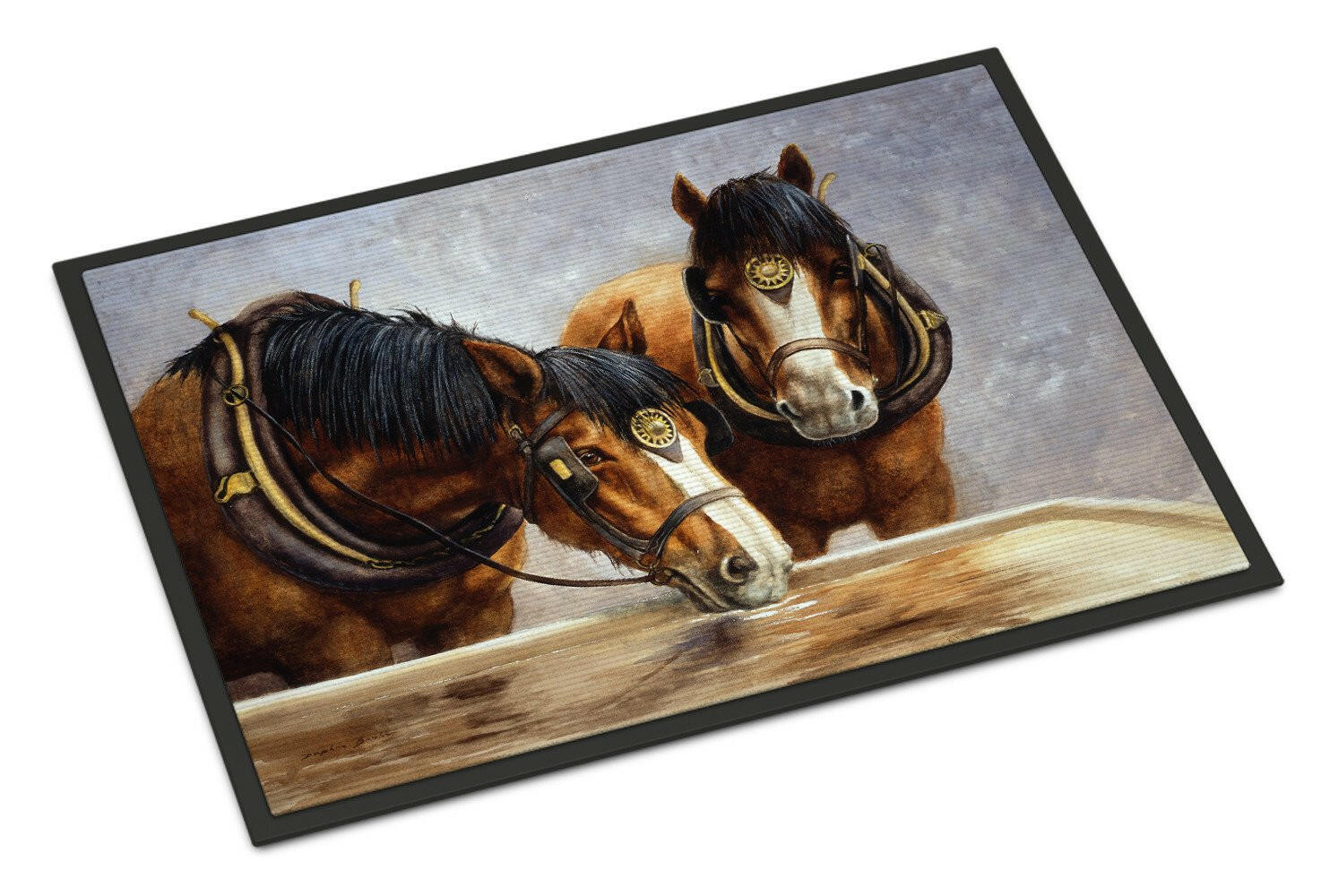 Horses Taking a Drink of Water Indoor or Outdoor Mat 24x36 BDBA0119JMAT - the-store.com