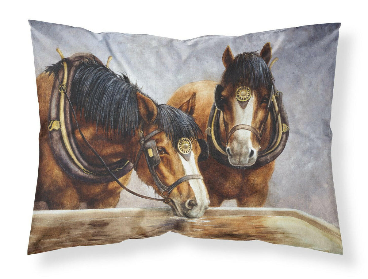 Horses Taking a Drink of Water Fabric Standard Pillowcase BDBA0119PILLOWCASE by Caroline&#39;s Treasures