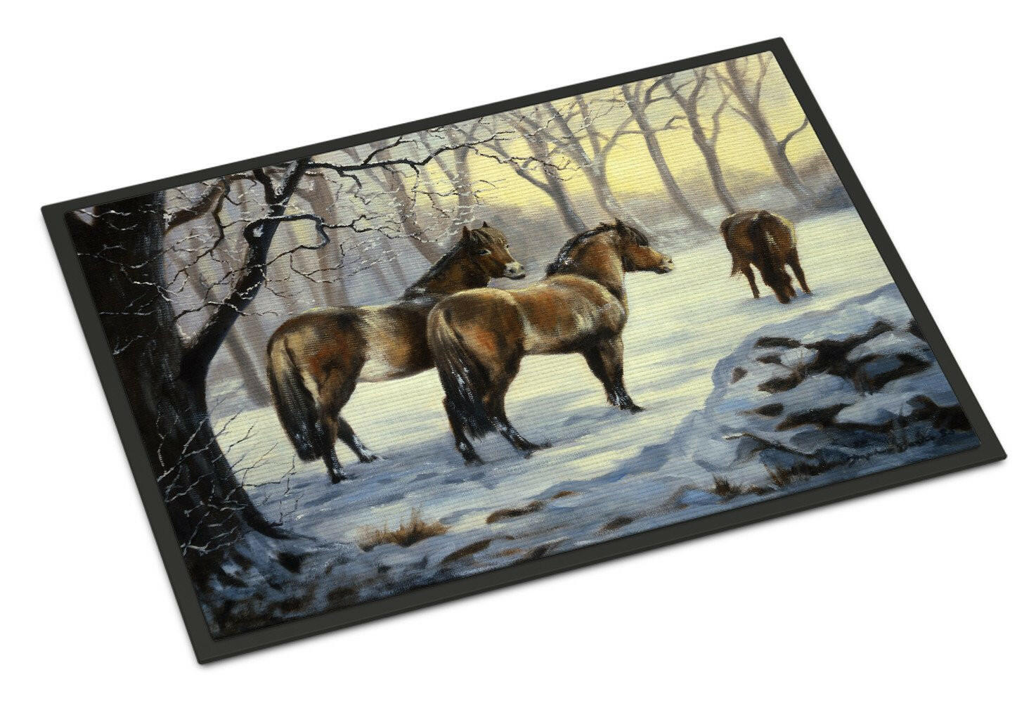 Horses in Snow by Daphne Baxter Indoor or Outdoor Mat 24x36 BDBA0122JMAT - the-store.com