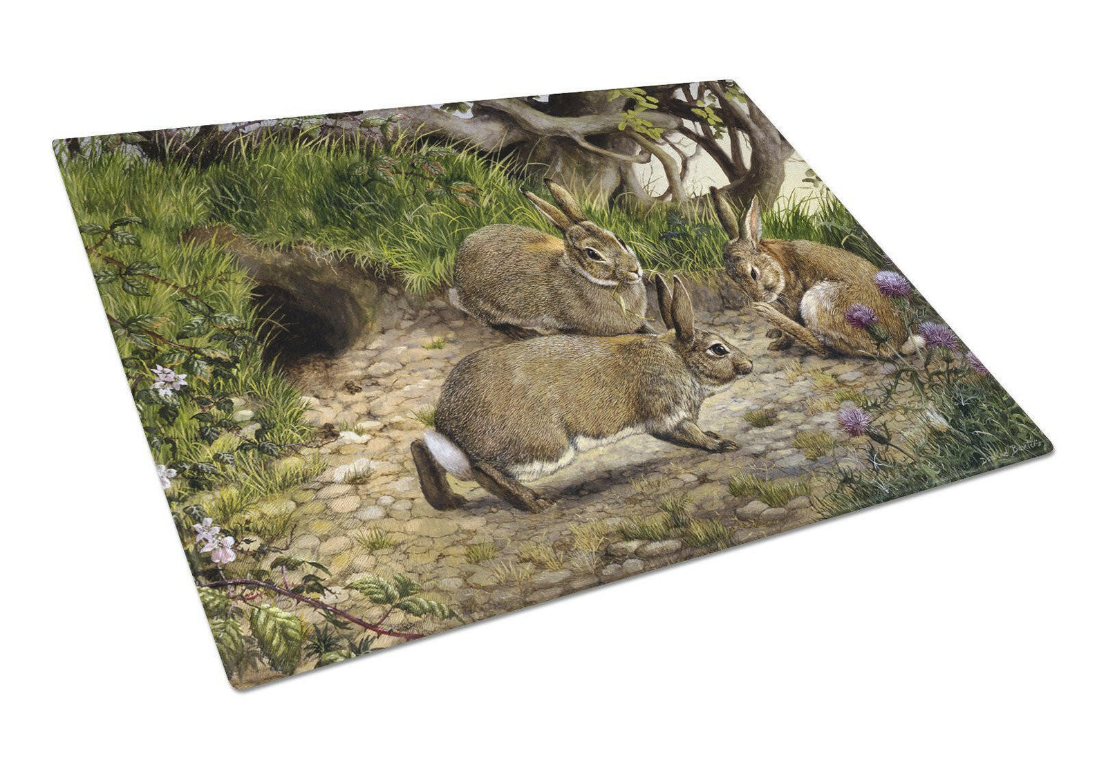 Rabbits and the Rabbit Hole Glass Cutting Board Large BDBA0136LCB by Caroline's Treasures