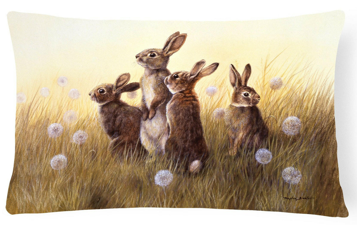 Rabbits in the Dandelions Fabric Decorative Pillow BDBA0144PW1216 by Caroline&#39;s Treasures