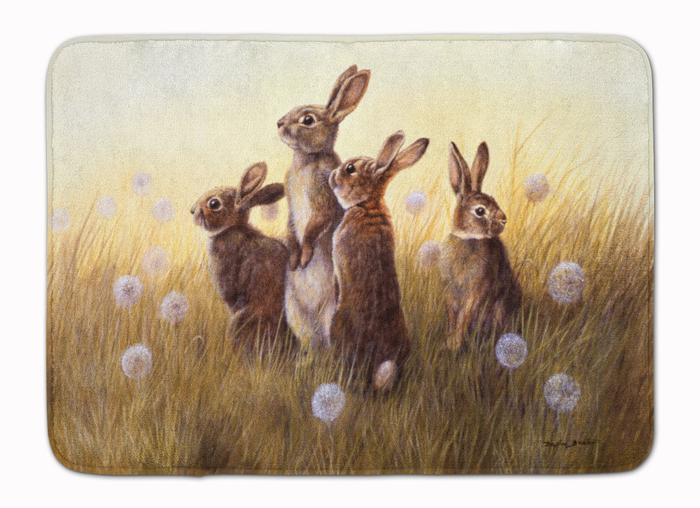 Rabbits in the Dandelions Machine Washable Memory Foam Mat BDBA0144RUG - the-store.com