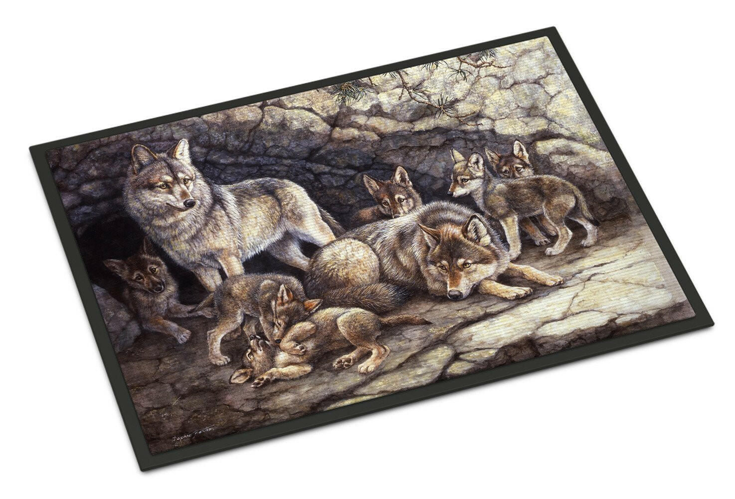 Wolf Wolves by the Den Indoor or Outdoor Mat 18x27 BDBA0157MAT - the-store.com