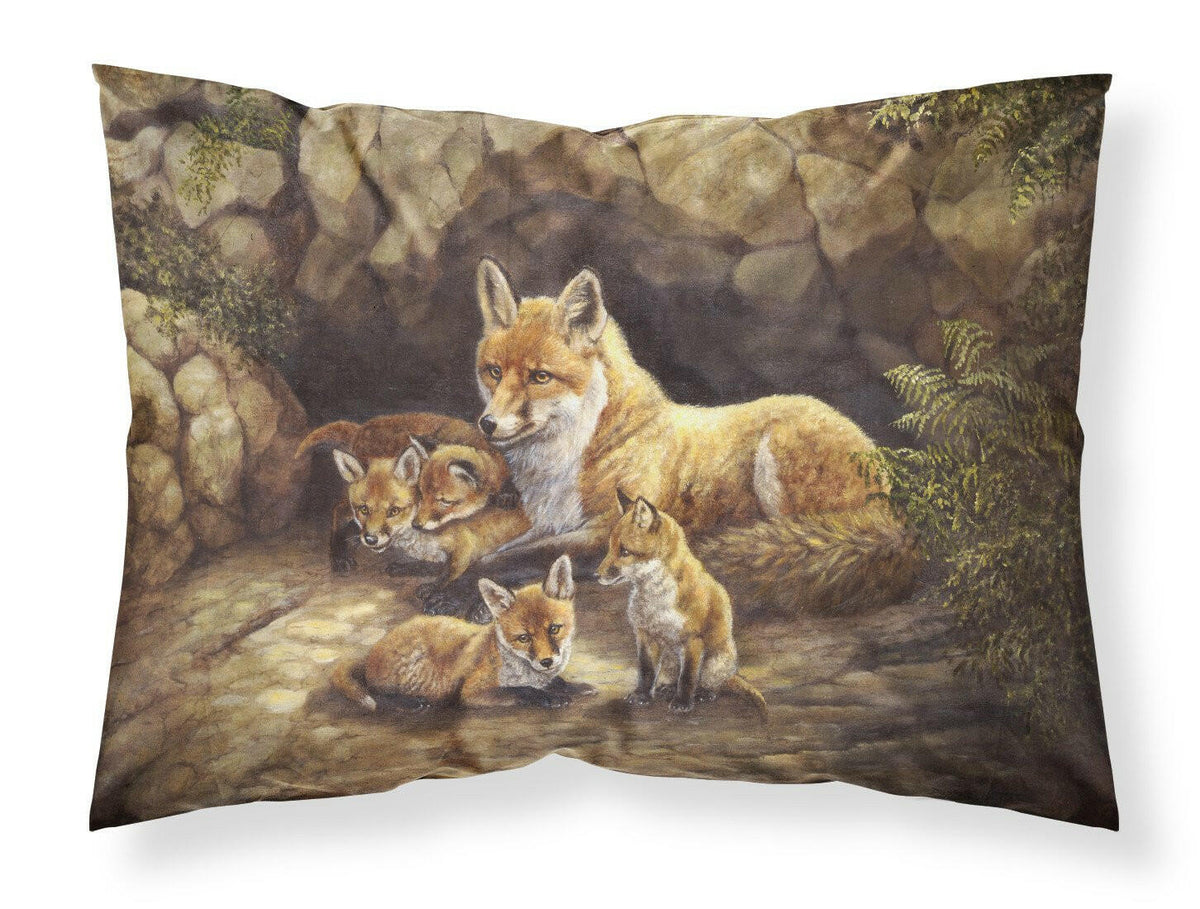 Fox Family Foxes by the Den Fabric Standard Pillowcase BDBA0169PILLOWCASE by Caroline&#39;s Treasures