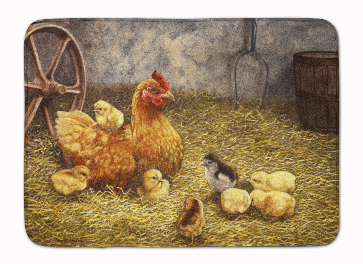 Chicken Hen and Her Chicks Machine Washable Memory Foam Mat BDBA0176RUG - the-store.com