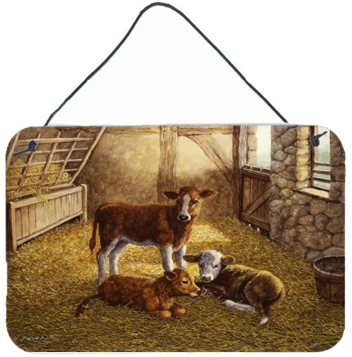 Cows Calves in the Barn Wall or Door Hanging Prints by Caroline's Treasures