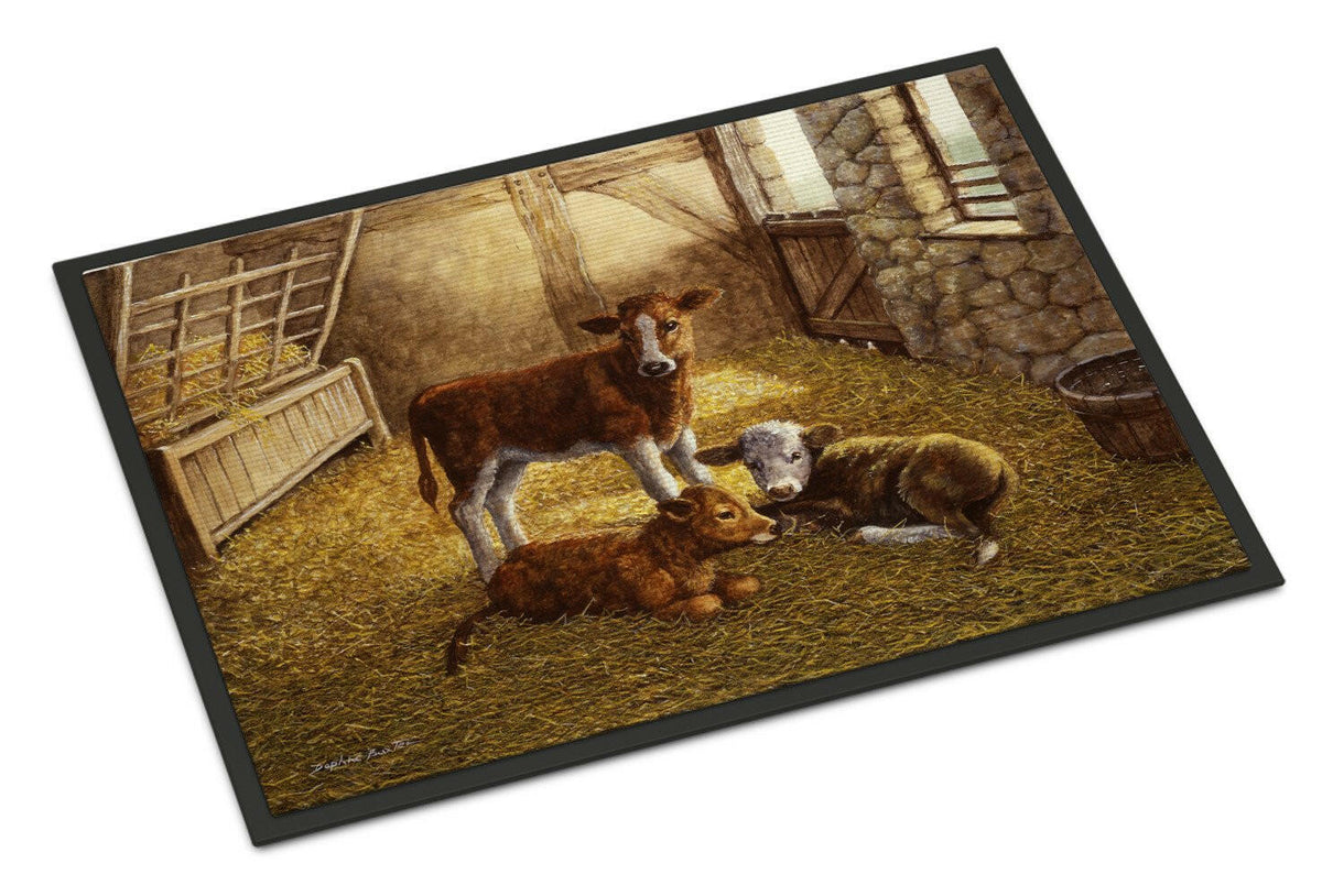 Cows Calves in the Barn Indoor or Outdoor Mat 24x36 BDBA0179JMAT - the-store.com