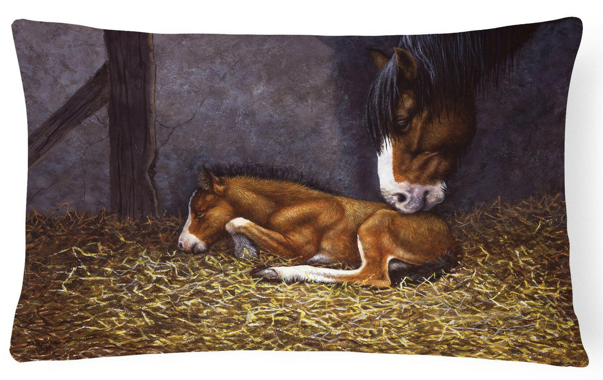 Horse and Her Foal Fabric Decorative Pillow BDBA0207PW1216 by Caroline&#39;s Treasures