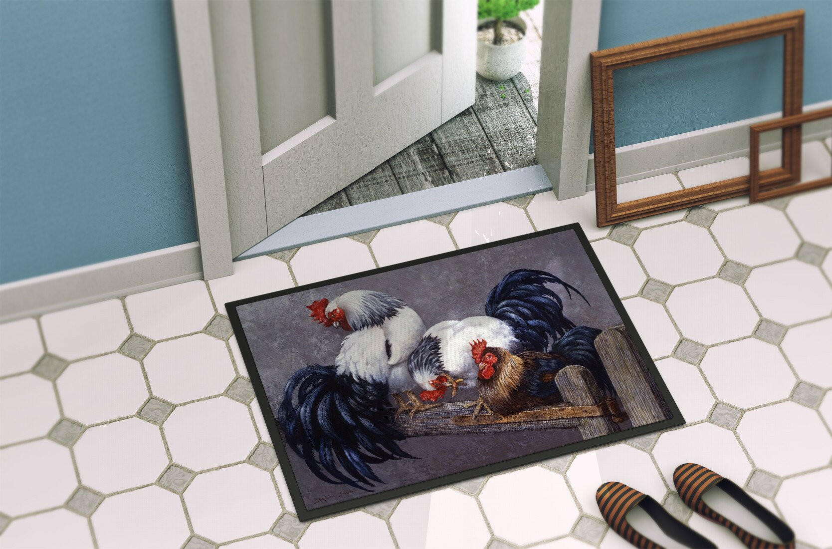 Roosters Roosting Indoor or Outdoor Mat 24x36 BDBA0208JMAT - the-store.com