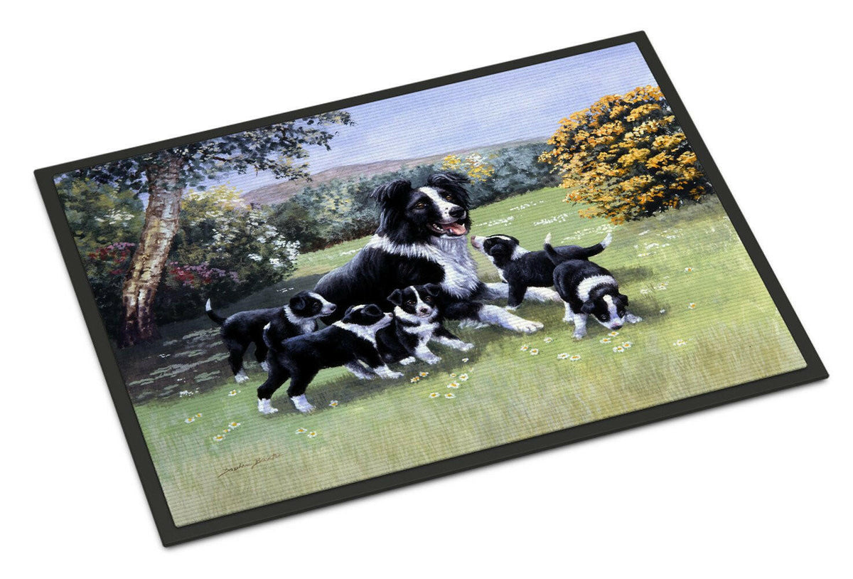 Border Collie Puppies with Momma Indoor or Outdoor Mat 24x36 BDBA0257JMAT - the-store.com