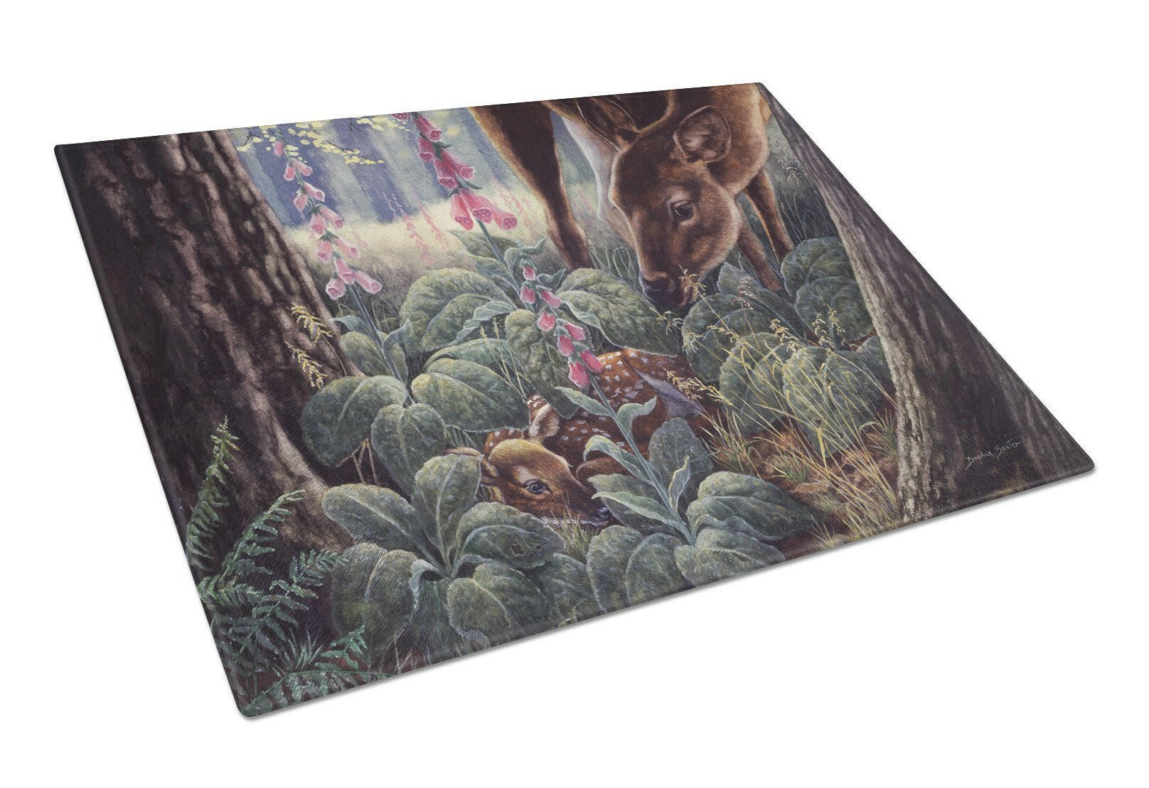 Doe and Fawn Deer Glass Cutting Board Large BDBA0259LCB by Caroline's Treasures