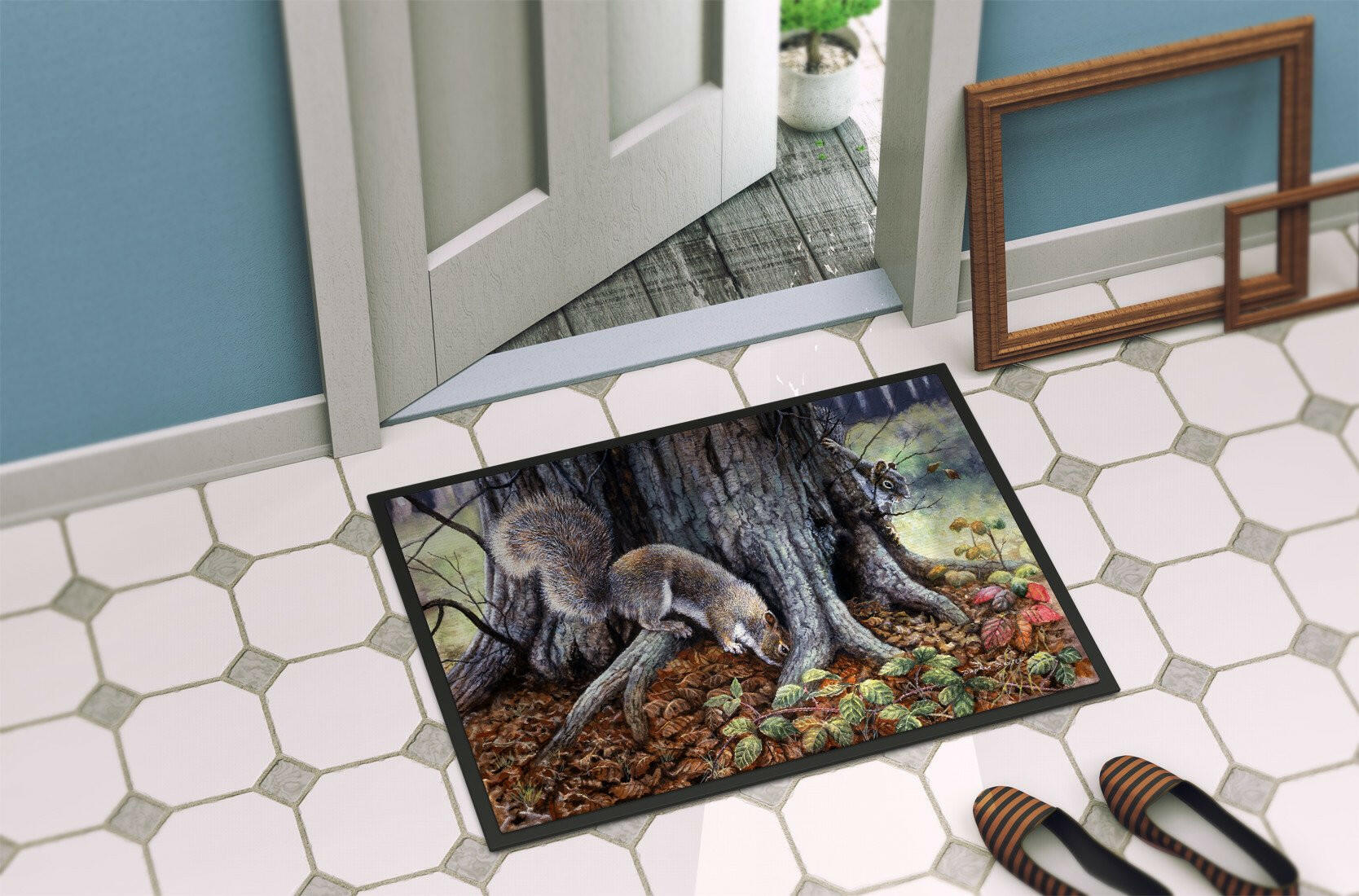 Grey Squirrels around the Tree Indoor or Outdoor Mat 24x36 BDBA0260JMAT - the-store.com