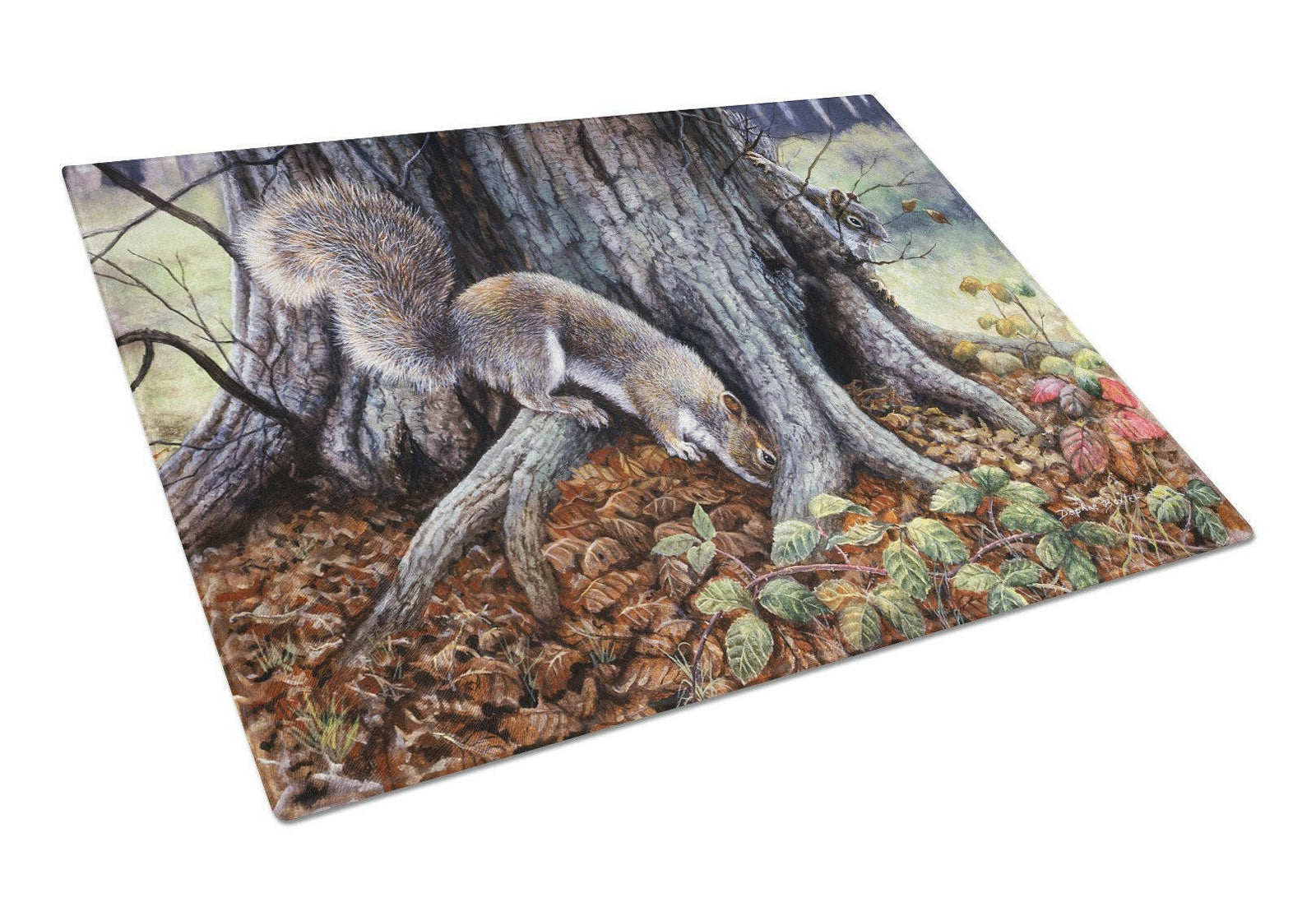 Grey Squirrels around the Tree Glass Cutting Board Large BDBA0260LCB by Caroline's Treasures