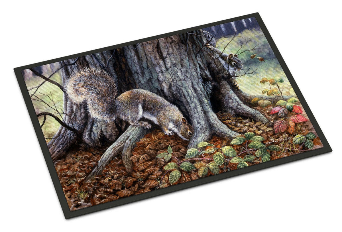 Grey Squirrels around the Tree Indoor or Outdoor Mat 18x27 BDBA0260MAT - the-store.com