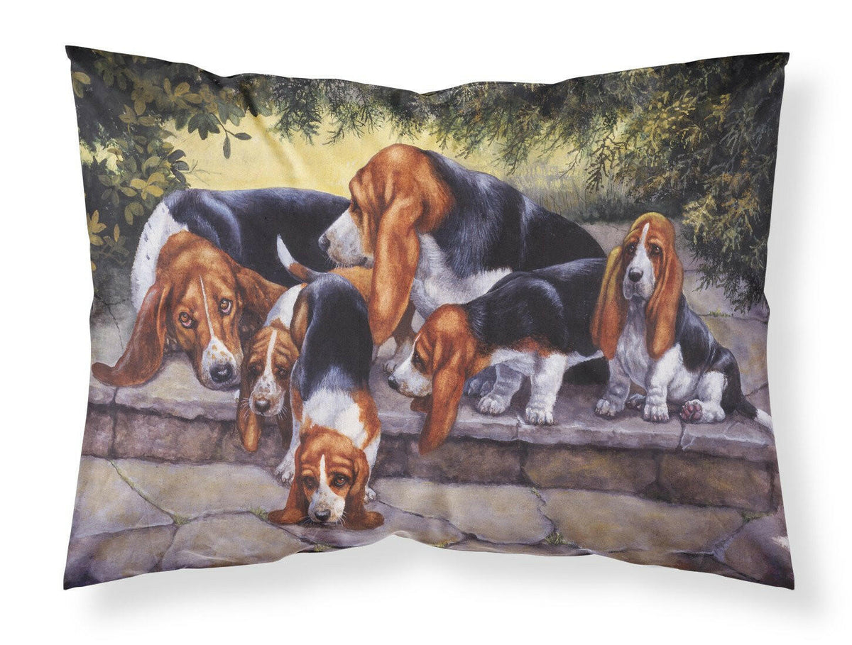 Basset Hound Puppies, Momma and Daddy Fabric Standard Pillowcase BDBA0276PILLOWCASE by Caroline&#39;s Treasures