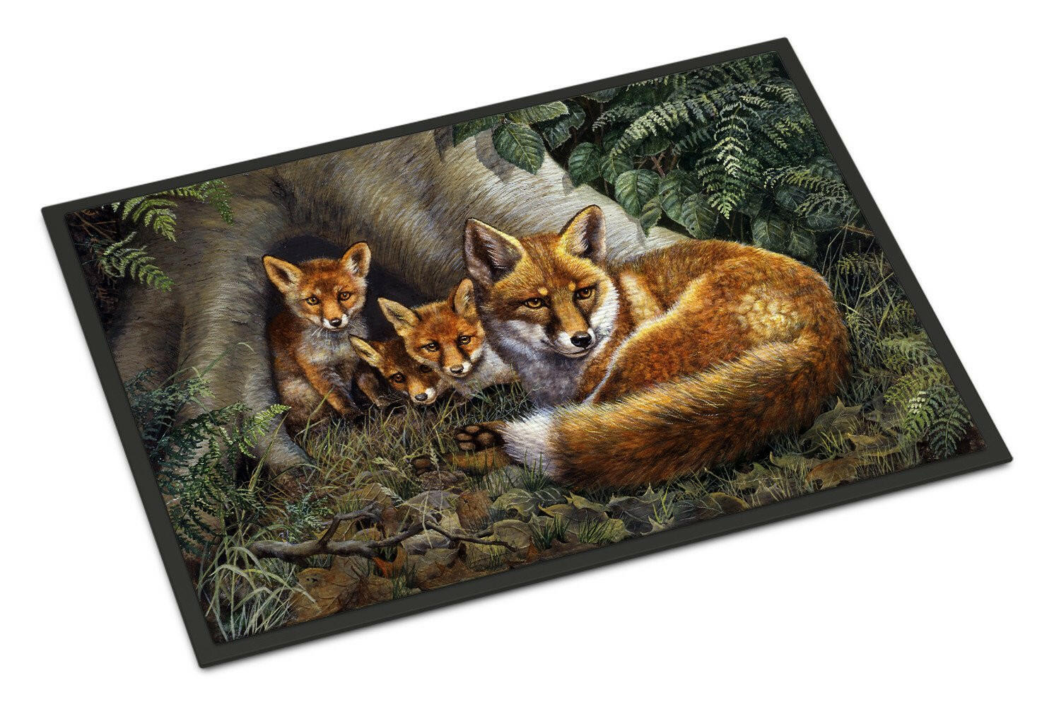 A Family of Foxes at Home Indoor or Outdoor Mat 18x27 BDBA0283MAT - the-store.com