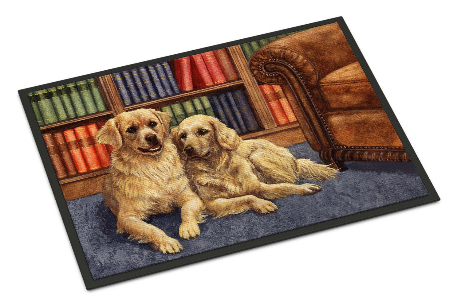 Golden Retrievers in the Library Indoor or Outdoor Mat 18x27 BDBA0289MAT - the-store.com